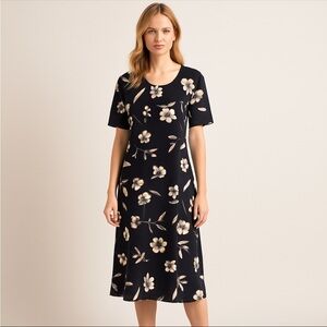 vtg DBY Ltd Womens Floral Dress Size 20 Tie Back Short Sleeves Empire Waste Maxi